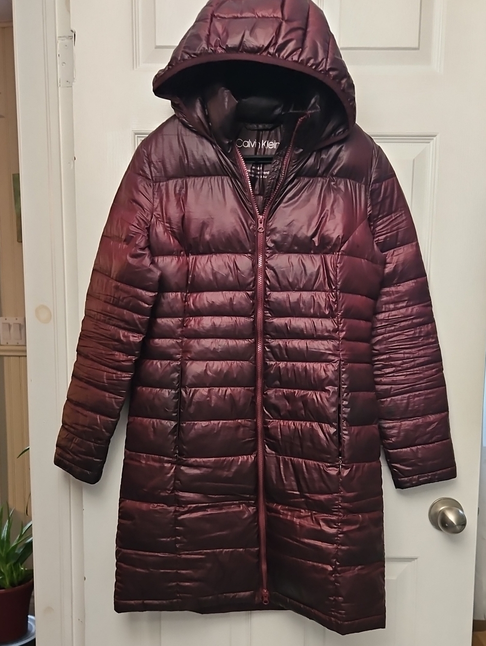Calvin Klein long puffy jacket wine color